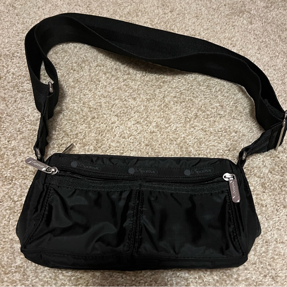 LeSportsac East West Double Pocket Bag, Black Used once